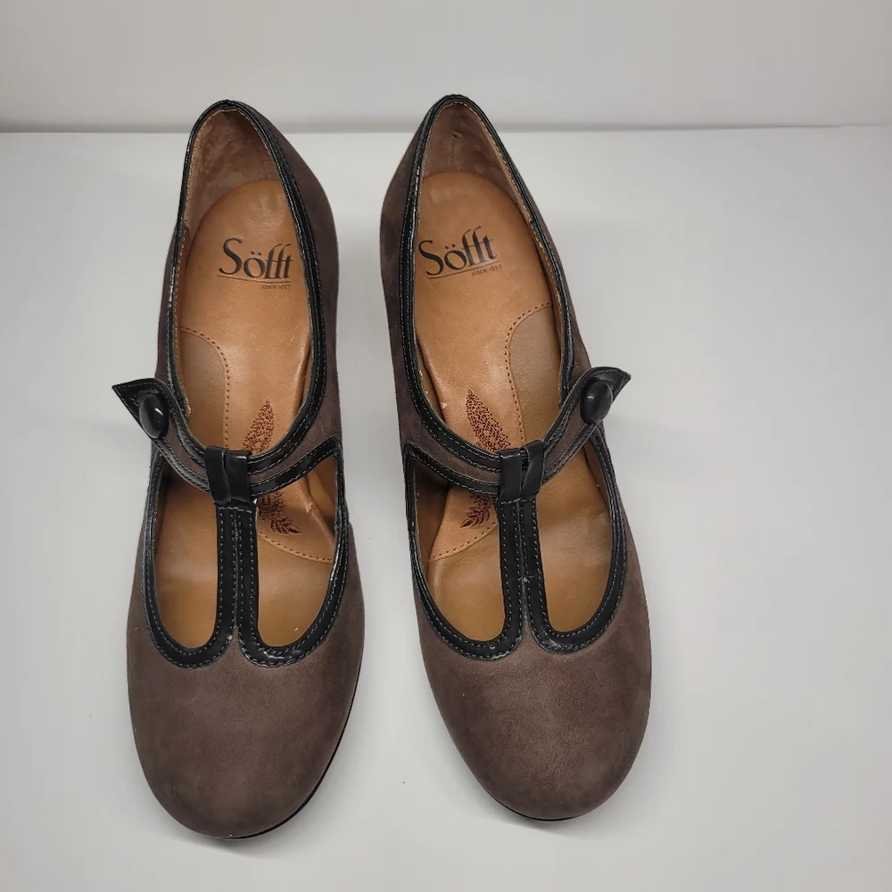 Sofft Women’s Vasta Mary Jane T Strap Kitten Heels Size 7.5 Nimbus Grey/Charcoal - Picture 7 of 11